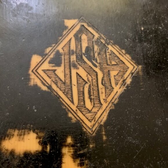 Vtg Deco Bakelite/Celluloid Mirror Handheld ( Monogrammed) - Picture 3 of 4